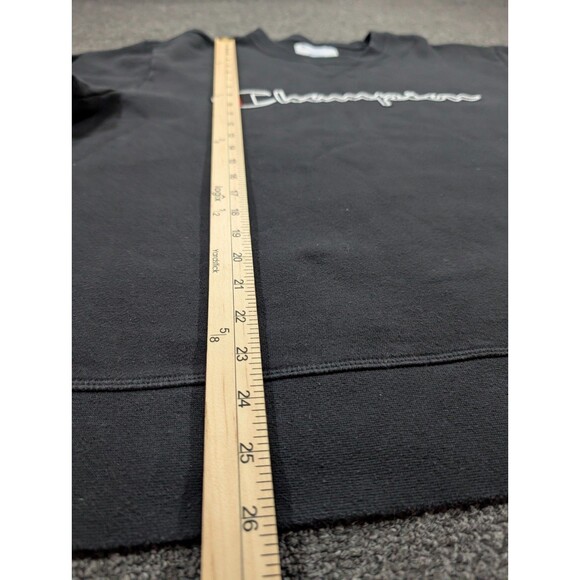 Champion Men's Large Reverse Weave Heavyweight Crew Neck Black Sweatshirt Logo - Picture 5 of 7